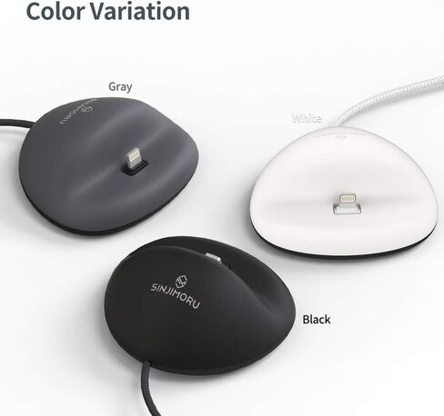 Sinjimoru iPhone Dock Including Cable for iPhone. Convenient and Sturdy Silicone Docking Station in Modern Design for Office and Home. Sync Stand Flat for iPhones Black in Saudi Arabia