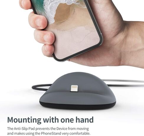 Sinjimoru iPhone Dock Including Cable for iPhone. Convenient and Sturdy Silicone Docking Station in Modern Design for Office and Home. Sync Stand Flat for iPhones Black in Saudi Arabia