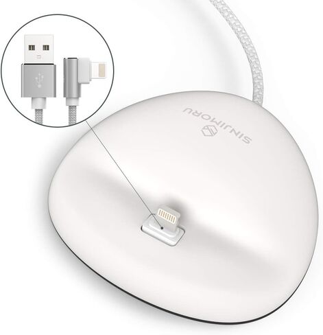 Sinjimoru iPhone Dock Including Cable for iPhone. Convenient and Sturdy Silicone Docking Station in Modern Design for Office and Home. Sync Stand Flat for iPhones Black in Saudi Arabia