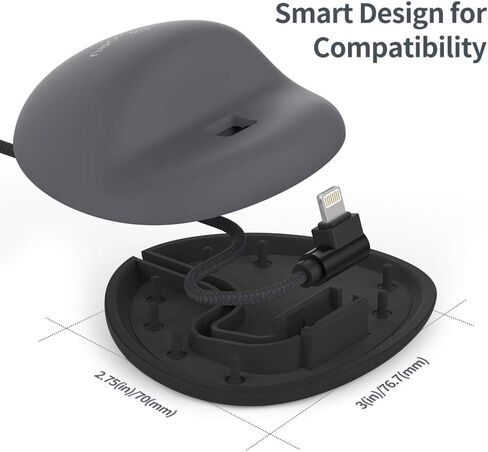 Sinjimoru iPhone Dock Including Cable for iPhone. Convenient and Sturdy Silicone Docking Station in Modern Design for Office and Home. Sync Stand Flat for iPhones Black in Saudi Arabia