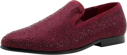 JUMP New York Men's Lavish Slip-on Loafer | All-Over Pyramid & Rhinestone Jewel Ornaments | Formal Smoking Slipper in Saudi Arabia