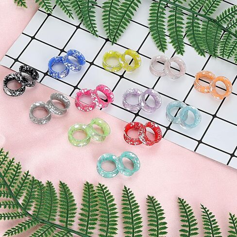 24 قطعة من Qmcandy ملمع سيليكون ملون متناثر مع بقع الأذن ومقاييس أنفاق اللحم ومقابس مزدوجة متوهجة ومجوهرات ثقب الأذن in Kuwait