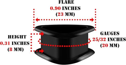 Pair of Silicone Black Triangle Double Flared Saddle Piercing Jewelry Stretcher Ear Ring Lobe Earring flesh Tunnel Plugs in Kuwait