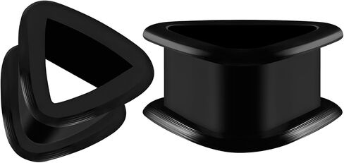 Pair of Silicone Black Triangle Double Flared Saddle Piercing Jewelry Stretcher Ear Ring Lobe Earring flesh Tunnel Plugs in Kuwait