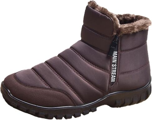 Men's Winter Warm Leather Snow Boots,Non-Slip Waterproof Soft Plush Warm Hiking Outdoor Camping Trekking Backpacking Shoes in Saudi Arabia