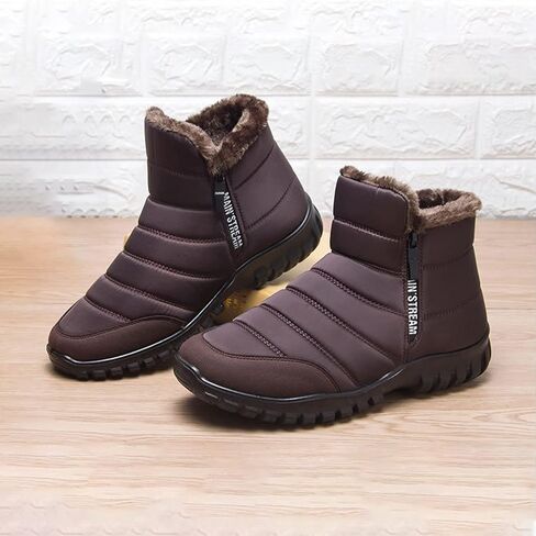 Men's Winter Warm Leather Snow Boots,Non-Slip Waterproof Soft Plush Warm Hiking Outdoor Camping Trekking Backpacking Shoes in Saudi Arabia