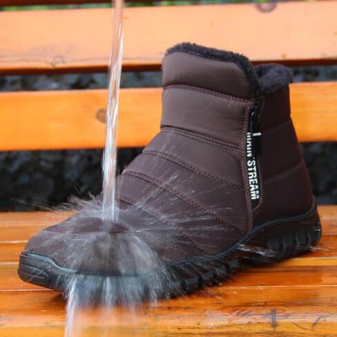 Men's Winter Warm Leather Snow Boots,Non-Slip Waterproof Soft Plush Warm Hiking Outdoor Camping Trekking Backpacking Shoes in Saudi Arabia