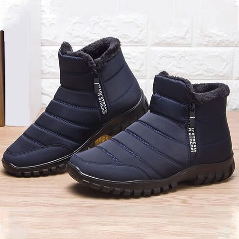 Men's Winter Warm Leather Snow Boots,Non-Slip Waterproof Soft Plush Warm Hiking Outdoor Camping Trekking Backpacking Shoes in Saudi Arabia