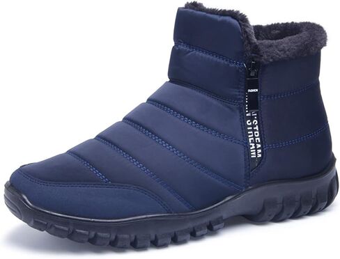 Men's Winter Warm Leather Snow Boots,Non-Slip Waterproof Soft Plush Warm Hiking Outdoor Camping Trekking Backpacking Shoes in Saudi Arabia