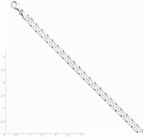 Solid 14k White Gold 6.5mm Unique Anchor Mariner Link Bracelet - with Secure Lobster Lock Clasp 8.25" in Kuwait