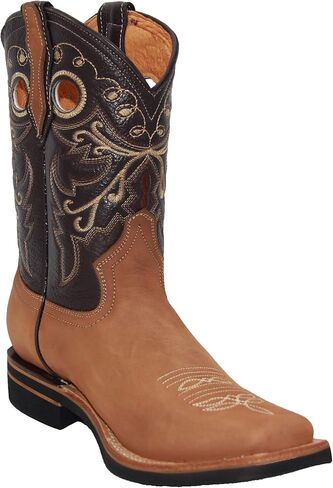 Men's Genuine Leather Western Boot Square Toe Rodeo Cowboy Boot in Kuwait