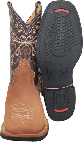 Men's Genuine Leather Western Boot Square Toe Rodeo Cowboy Boot in Kuwait