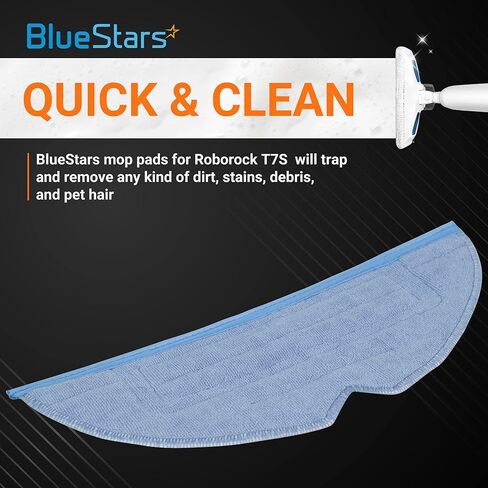 مجموعة بلو ستارز من 4 قطع ممسحة من الألياف الدقيقة متوافقة مع مكنسة كهربائية Roborock S7 S7 Plus T7 T7S T7 Plus S7 MaxV Plus in Kuwait