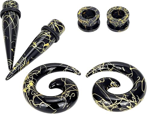 Qmcandy Acrylic Ear Stretching Kit Tapers Tunnels Spiral Expander Set 6pcs Ear Piercing Starter Gauges 8g-1/2 inch in Kuwait