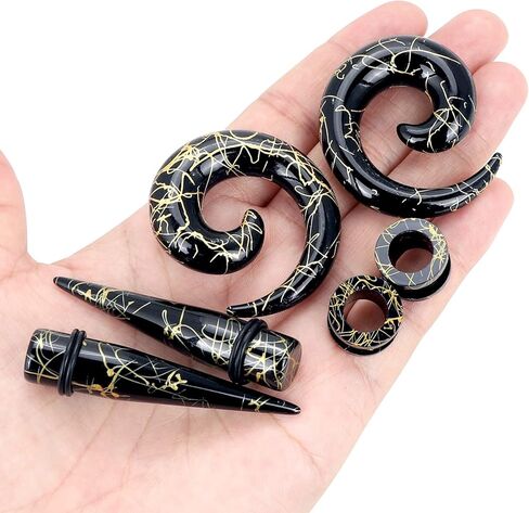 Qmcandy Acrylic Ear Stretching Kit Tapers Tunnels Spiral Expander Set 6pcs Ear Piercing Starter Gauges 8g-1/2 inch in Kuwait