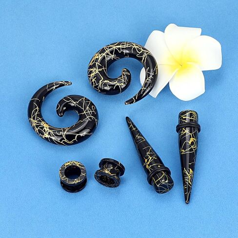 Qmcandy Acrylic Ear Stretching Kit Tapers Tunnels Spiral Expander Set 6pcs Ear Piercing Starter Gauges 8g-1/2 inch in Kuwait