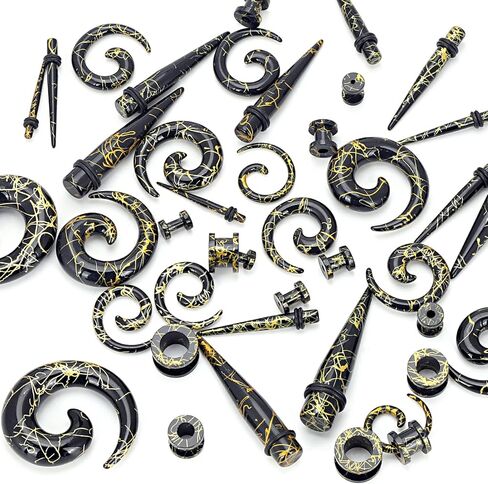 Qmcandy Acrylic Ear Stretching Kit Tapers Tunnels Spiral Expander Set 6pcs Ear Piercing Starter Gauges 8g-1/2 inch in Kuwait