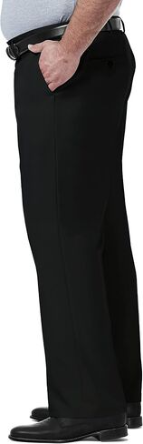Haggar mens Big & Tall Premium Comfort Classic Fit Flat Front Dress Pants, Black, 60W x 30L US in Saudi Arabia