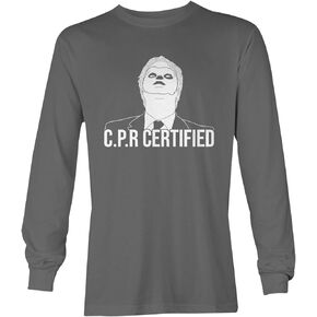 Haase Unlimited CPR Certified - Dwight Dummy Face Unisex Long Sleeve Shirt in Kuwait