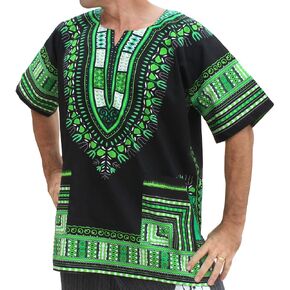 قميص RaanPahMuang مقاس كبير جدًا، أسود أفريقي ساطع، Dashiki قطن واسع ماكسي in Kuwait