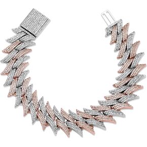 TOPGRILLZ 20mm 6 Times 14K Gold Plated Iced Out Spiked Link Bracelet for Men and Women Hip Hop Novelty Jewelry Collection