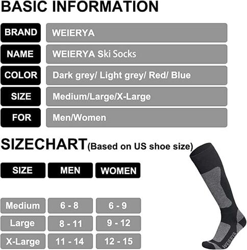 Skiing, Snowboarding Socks, Merino Wool&High Elastic Content, Suitable for Winter Outdoor Sports, Unisex, 2 Pack in Saudi Arabia