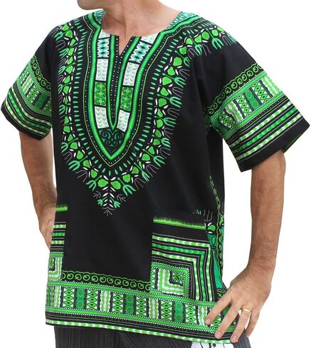قميص RaanPahMuang مقاس كبير جدًا، أسود أفريقي ساطع، Dashiki قطن واسع ماكسي in Kuwait
