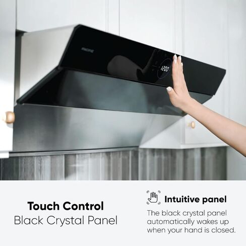 Pacific Side Suction Under Cabinet Ducted Range Hood 30 inch - 1200CFM 4-Speed Powerful Wall Mount Kitchen Vent Hood - Electric Stainless Steel, Ultra Quiet, Touch Control, LED Lights PQ6830AB in Kuwait