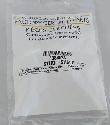 WP2147997 Refrigerator Freezer Shelf Rail Mount Stud Kit - 2 Parts - New - Genuine OEM - R6-B8 in Saudi Arabia