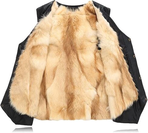Men Winter Genuine Sheepskin Vest, Spring Fur Leather Plus Size Jacket Coat in Saudi Arabia