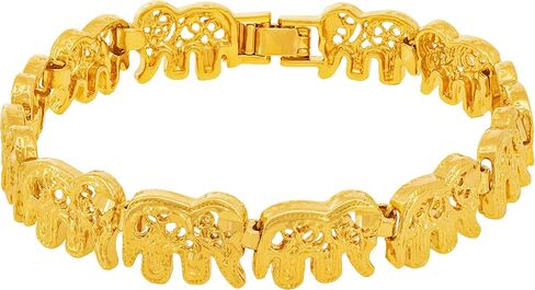 LIFETIME JEWELRY Elephant Link Charm Bracelet for Women and Men 24k Gold Plated in Kuwait