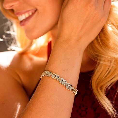 LIFETIME JEWELRY Elephant Link Charm Bracelet for Women and Men 24k Gold Plated in Kuwait