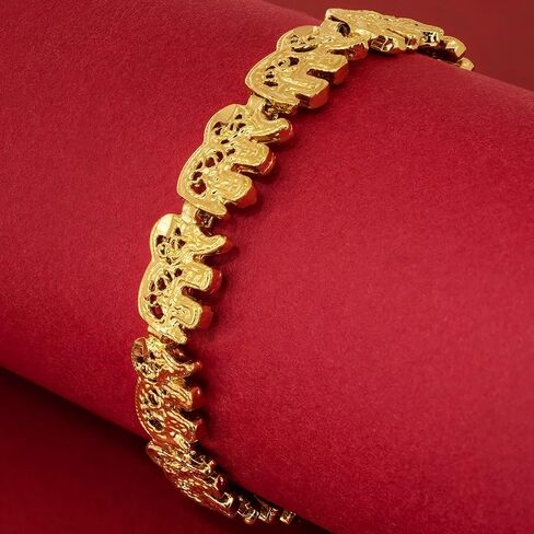 LIFETIME JEWELRY Elephant Link Charm Bracelet for Women and Men 24k Gold Plated in Kuwait
