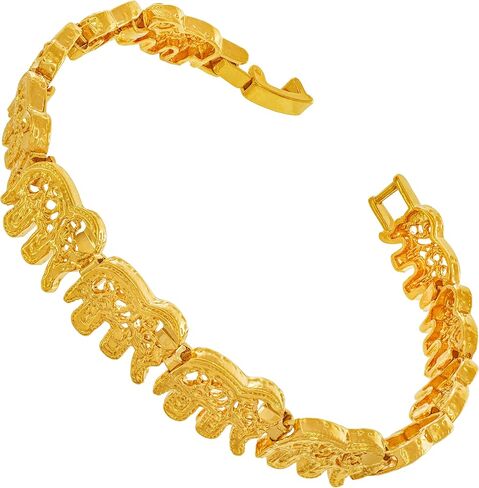 LIFETIME JEWELRY Elephant Link Charm Bracelet for Women and Men 24k Gold Plated in Kuwait