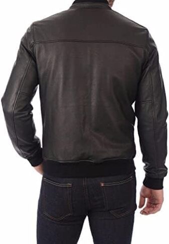 Men’s Causal Slim Fit Lightweight Autumn Winter Real Sheepskin Bomber Biker Leather Jacket in Saudi Arabia
