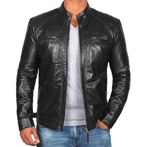 Blingsoul Motorcycle Leather Jacket Men - Quilted Cafe Racer Leather Jackets For Men