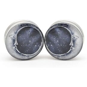 Mystic Metals Body Jewelry Large Gauge Moon Style 2 Picture Plugs - Sold As a Pair in Kuwait
