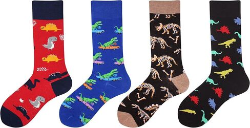 Wish Island Men's 4/5 Packs Fun Crazy Animal Cotton Casual Crew Socks in Saudi Arabia