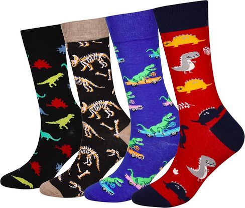 Wish Island Men's 4/5 Packs Fun Crazy Animal Cotton Casual Crew Socks in Saudi Arabia