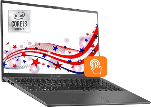 2021 أحدث اسوس فيفوبوك رقيقة جدا وخفيفة 15.6 بوصة فل اتش دي لمسية انتل الجيل 10 رباعي النواة i3-1005G1 تصل إلى 3.6 جيجا هرتز 8 جيجا رام 128 جيجا اس اس دي، كاميرا ويب ويندوز 10S، ES 32 جيجا يو اس بي in Saudi Arabia