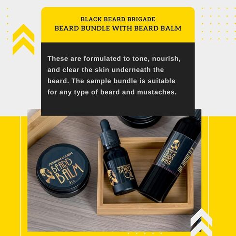 Black Beard Brigade by Yulaw Naturals Premium Classic Beard Kit Combo with Balm - All Natural Ingredients - Softens & Strengthens Beard Hair & Skin - Beard Care Kit for Men in Saudi Arabia
