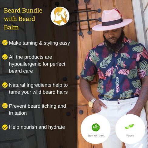 Black Beard Brigade by Yulaw Naturals Premium Classic Beard Kit Combo with Balm - All Natural Ingredients - Softens & Strengthens Beard Hair & Skin - Beard Care Kit for Men in Saudi Arabia