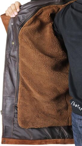 Laverapelle Men's Genuine Cow Suede Leather Coat (Brown, Officer Coat) - 1502774 in Saudi Arabia