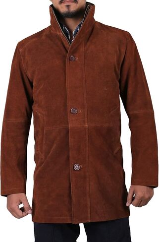 Laverapelle Men's Genuine Cow Suede Leather Coat (Brown, Officer Coat) - 1502774 in Saudi Arabia
