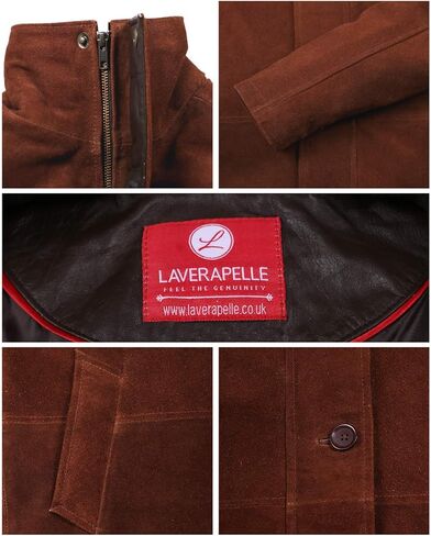 Laverapelle Men's Genuine Cow Suede Leather Coat (Brown, Officer Coat) - 1502774 in Saudi Arabia