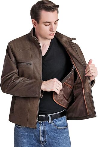 BGSD Men Ethan Distressed Brown Leather Motorcycle Jacket in Saudi Arabia