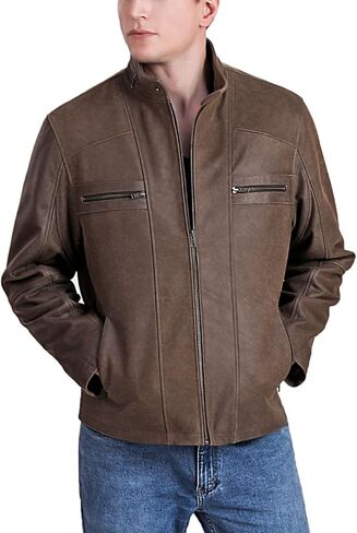 BGSD Men Ethan Distressed Brown Leather Motorcycle Jacket in Saudi Arabia