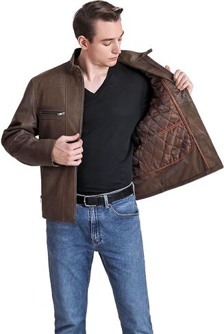 BGSD Men Ethan Distressed Brown Leather Motorcycle Jacket in Saudi Arabia