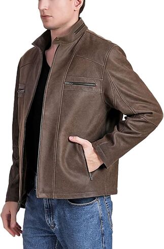 BGSD Men Ethan Distressed Brown Leather Motorcycle Jacket in Saudi Arabia