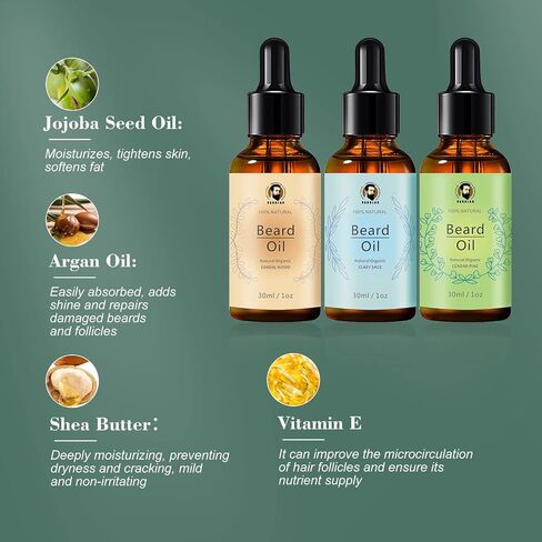 Men's Gift Kit, Beard Grooming Kit for Men, Beard Care Oil Cedarwood(2 pieces), Sandalwood, and Sage, Beard Balm, Beard Brush, Comb, Scissor, Storage Bag, E-Book, Beard Care & Trimming Set in Saudi Arabia